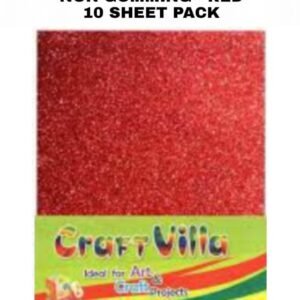 Craft Villa A/4 Glitter Foam Sheet Non-Gumming - Red