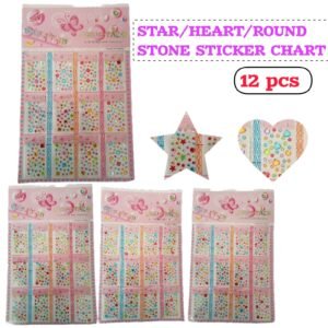 Star/ Heart / Round / Stone  Sticker Chart (12 Pcs)