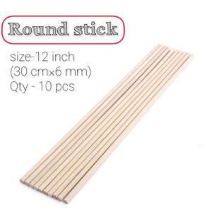 Wooden Round Stick 6mm - 12 Inch (10 Pc) WRS-1